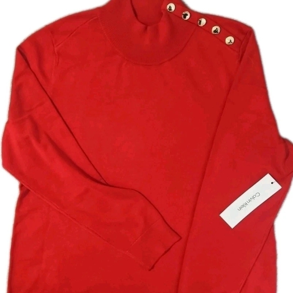 Calvin Klein Women L Red Gold Button NWT Retro Y2k Boho Cottage Holiday[1C] - Picture 9 of 10